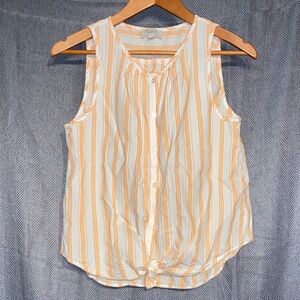 LOFT Sleeveless Blouse with Orange and White Stripes